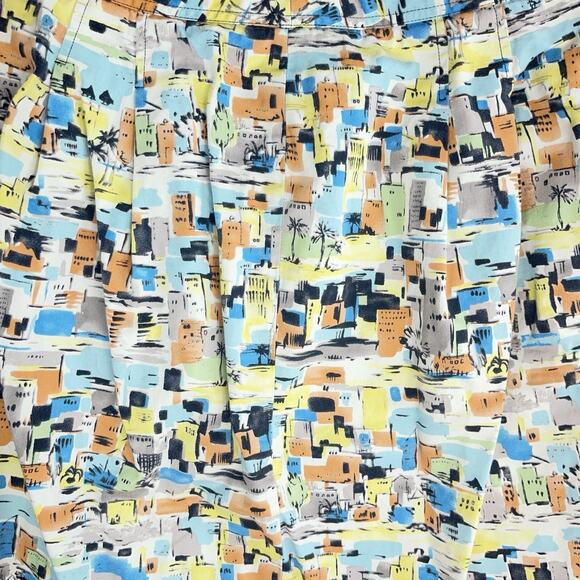 IE Pleated Cityscape Skirt Knee Length A Line Size 12 Maximalism Abstract - Picture 2 of 8